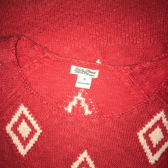 Lucky Brand Coral Diamond Pattern Knit Boatneck Sweater - Picture 8 of 9